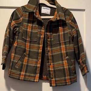 Old Navy Kids Plaid Jacket - Olive and Rust